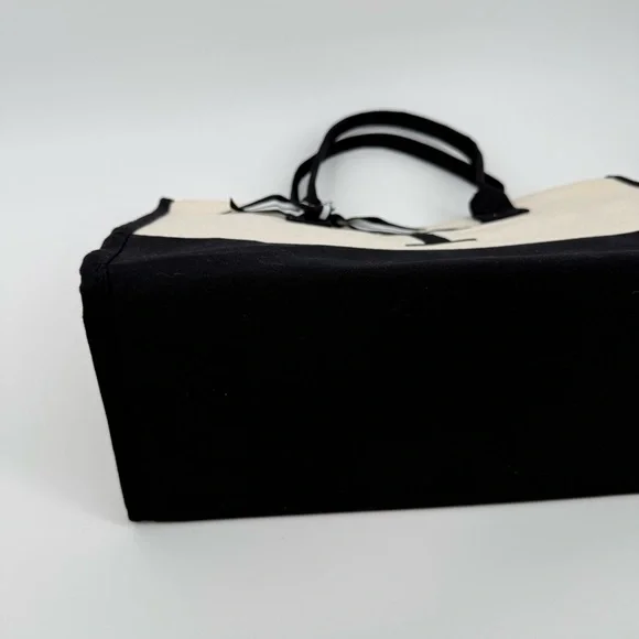 Embroidered Monogrammed “T” Black and Cream Tote Bag Reusable Grocery Beach Gift - Picture 3 of 7